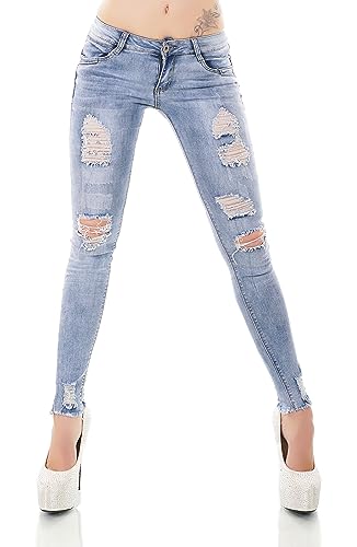 Zeralda Fashion Damen Jeans Hose Risse Fetzen Röhrenjeans Skinny Slim Fit Stretch XS S M L XL (as3, Alpha, m, Regular, Regular, Blau-760) von Zeralda Fashion