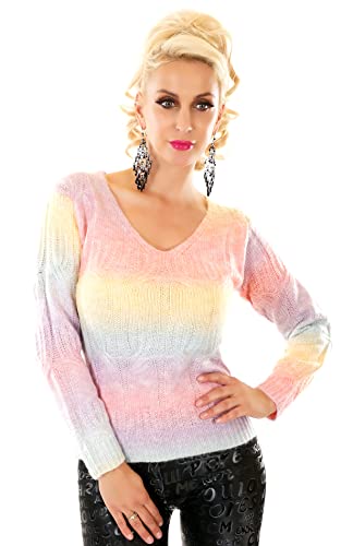 Zeralda Fashion Damen Regenbogen Strickpullover Rainbow Langarm Pulli kuschelig weich ONE Size 34-38 (Modell 3) von Zeralda Fashion
