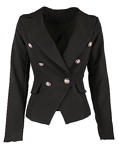 Zeralda Fashion Damen taillierter Blazer Jacke eleganter Business Look Langarm Anzugjacke S M L (as3, Alpha, m, Regular, Regular, Schwarz) von Zeralda Fashion