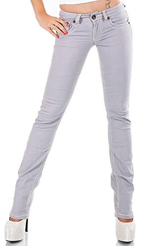 Zeralda Damen Jeans Hose gerade Straight Bootcut Flap Pocket Dicke Nähte Stretch 36-44 (hellgrau-101-2A, 42) von Zeralda