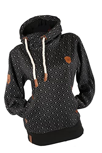 Zeralda Damen Kapuzenpullover Hoodie Sweatshirt warmer Fleece Pulli Punkte Anker M - 3XL (3XL, Schwarz), KP25 von Zeralda