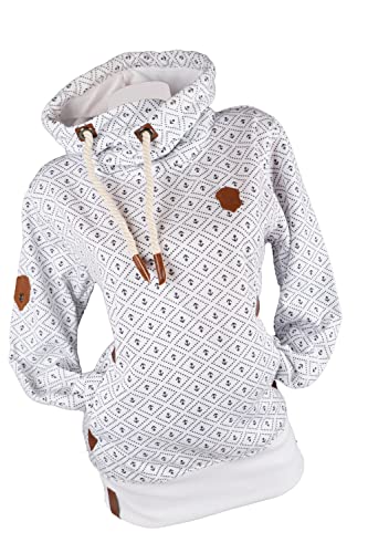 Zeralda Damen Kapuzenpullover Hoodie Sweatshirt warmer Fleece Pulli Punkte Anker M - 3XL (L, Weiß) von Zeralda
