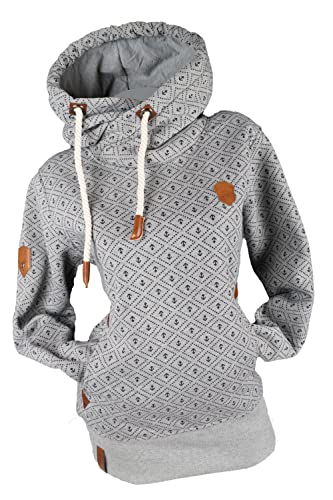 Zeralda Damen Kapuzenpullover Hoodie Sweatshirt warmer Fleece Pulli Punkte Anker M - 3XL (XL, Grau) von Zeralda