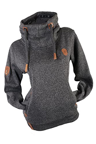 Zeralda Damen Pullover Sweatshirt Stehkragen Pulli warm Fleece gefüttert meliert M L XL 2XL 3XL (Anthrazit-meliert, M) von Zeralda