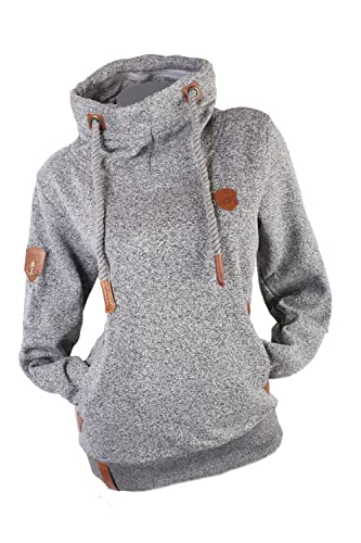 Zeralda Damen Pullover Sweatshirt Stehkragen Pulli warm Fleece gefüttert meliert M L XL 2XL 3XL (Grau-meliert, 3XL) von Zeralda