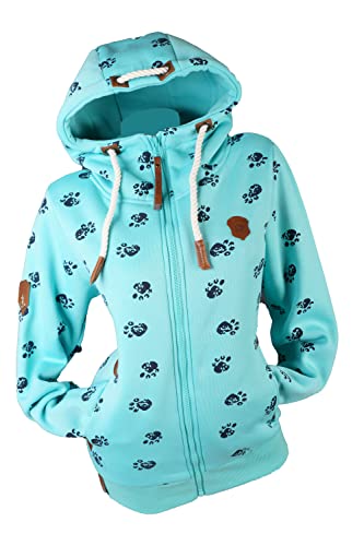 Zeralda Damen Sweat Jacke Kapuze Fleece gefüttert Hoodie Übergangsjacke Anker Sterne S - 3XL (Aquablau-2024, 3XL) von Zeralda