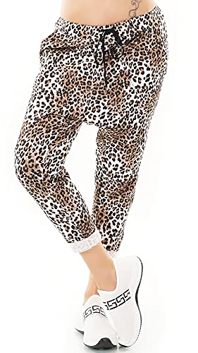 Zeralda Italy Damen Harem Sweat Hose Haremshose Jogpants Baggy Boyfriend Leopard Camouflage Blumen36-40 (Mod-003) von Zeralda Fashion