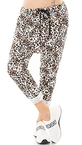 Zeralda Italy Damen Harem Sweat Hose Haremshose Jogpants Baggy Boyfriend Leopard Camouflage Blumen36-40 (Mod-004) von Zeralda