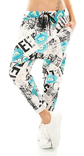 Zeralda Italy Damen Harem Sweat Hose Haremshose Jogpants Baggy Boyfriend Leopard Camouflage Blumen36-40 (Mod-005) von Zeralda Fashion