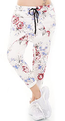 Zeralda Italy Damen Harem Sweat Hose Haremshose Jogpants Baggy Boyfriend Leopard Camouflage Blumen36-40 (Mod-012) von Zeralda