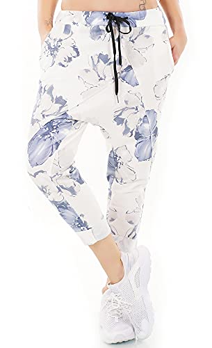 Zeralda Italy Damen Harem Sweat Hose Haremshose Jogpants Baggy Boyfriend Leopard Camouflage Blumen36-40 (Mod-014) von Zeralda