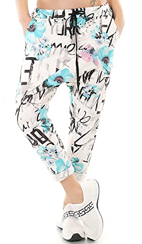 Zeralda Italy Damen Harem Sweat Hose Haremshose Jogpants Baggy Boyfriend Leopard Camouflage Blumen36-40 (Mod-015) von Zeralda