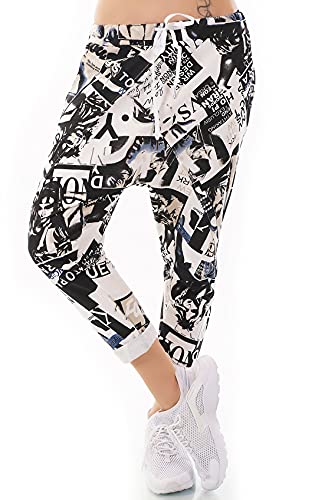 Zeralda Italy Damen Harem Sweat Hose Haremshose Jogpants Baggy Boyfriend Leopard Camouflage Blumen36-40 (Mod-018) von Zeralda