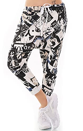 Zeralda Italy Damen Harem Sweat Hose Haremshose Jogpants Baggy Boyfriend Leopard Camouflage Blumen36-40 (Mod-018) von Zeralda Fashion