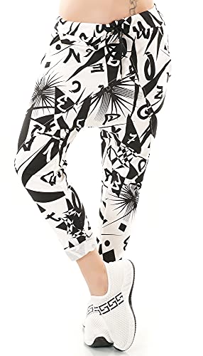 Zeralda Italy Damen Harem Sweat Hose Haremshose Jogpants Baggy Boyfriend Leopard Camouflage Blumen36-40 (Mod-021) von Zeralda