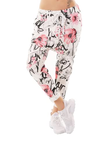 Zeralda Italy Damen Harem Sweat Hose Haremshose Jogpants Baggy Boyfriend Leopard Camouflage Blumen36-40 (Mod-026) von Zeralda Fashion