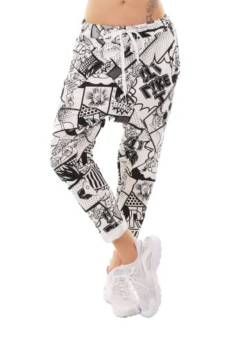 Zeralda Italy Damen Harem Sweat Hose Haremshose Jogpants Baggy Boyfriend Leopard Camouflage Blumen36-40 (Mod-027) von Zeralda Fashion