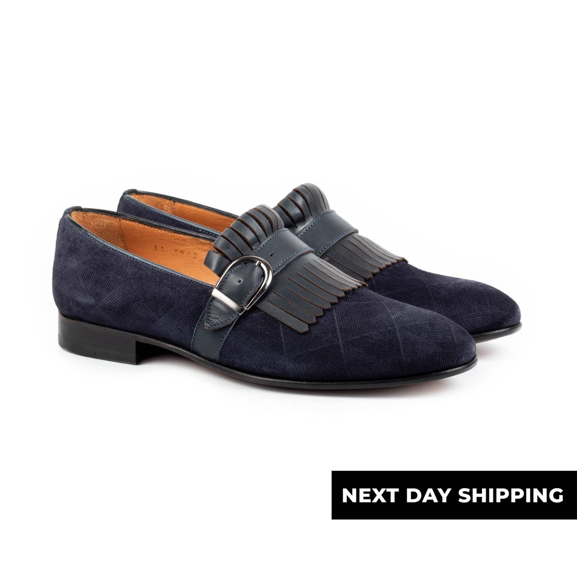 Zerbay Neblina Herren Navy Single Monk Strap Wildleder Leder Handgefertigte Kleid Schuhe Außensohle Geschenk Volle Standardgröße Blake Stitched von ZerbayShoes