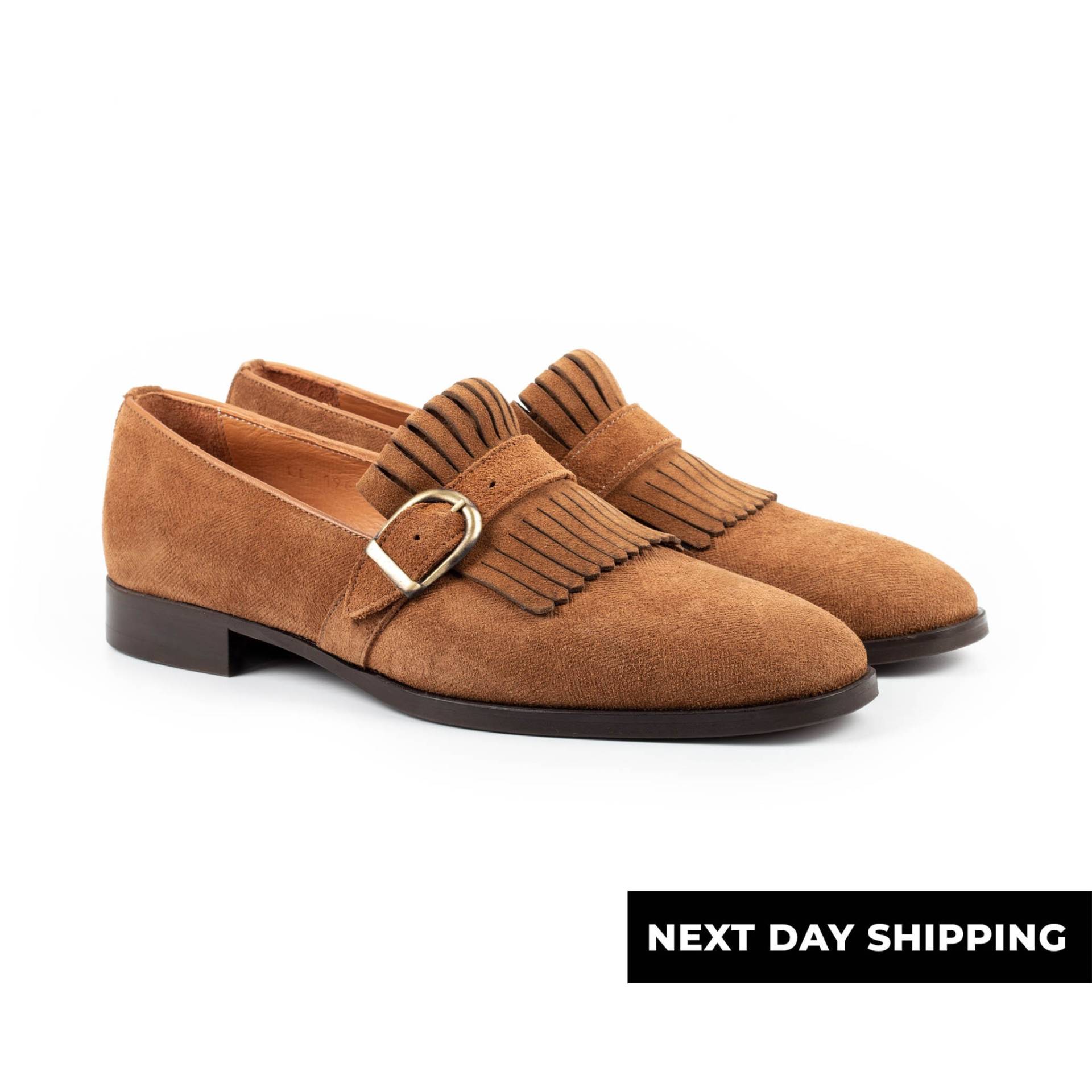 Zerbay Neblina Herren Tabak Single Monk Strap Wildleder Handgefertigte Kleid Schuhe Leder Außensohle Geschenk Voll Standardgröße Blake Genäht von ZerbayShoes