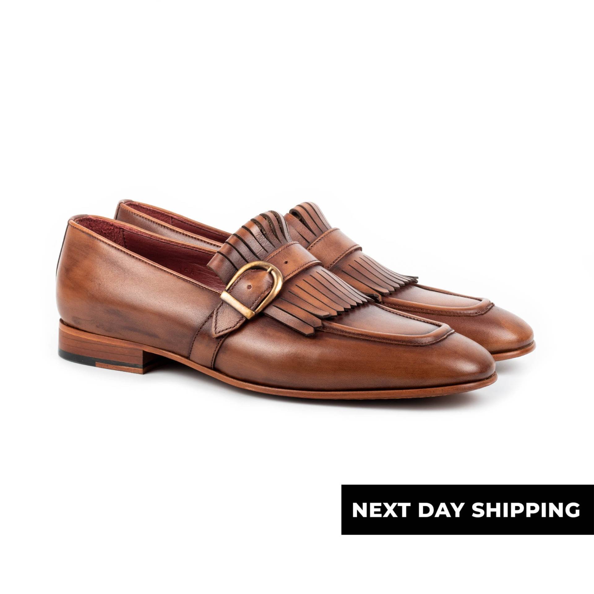 Zerbay Nevado Herren Tabak Single Monk Strap Kalbsleder Handgefertigte Kleid Schuhe Ledersohlen Geschenk Voll Standardgröße Blake Genäht von ZerbayShoes