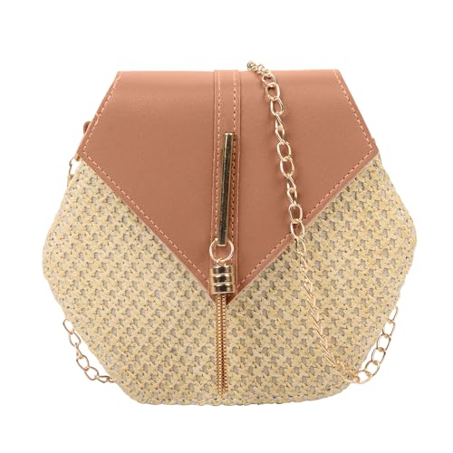 Zercart Strohtasche für Damen – Rattan-Umhängetasche, Stroh-Crossbody-Taschen, sechseckiger Korbbeutel, Sommer, handgewebte Tragetasche für Shopping, Strand, Urlaub, Reisen, Urlaub, braun Zercart Strohtasche für Damen – Rattan-Umhängetasche, Stroh-Crossbody-Taschen, sechseckiger Korbbeutel, Sommer, handgewebte Tragetasche für Shopping, Strand, Urlaub, Reisen, Urlaub, braun von Zercart