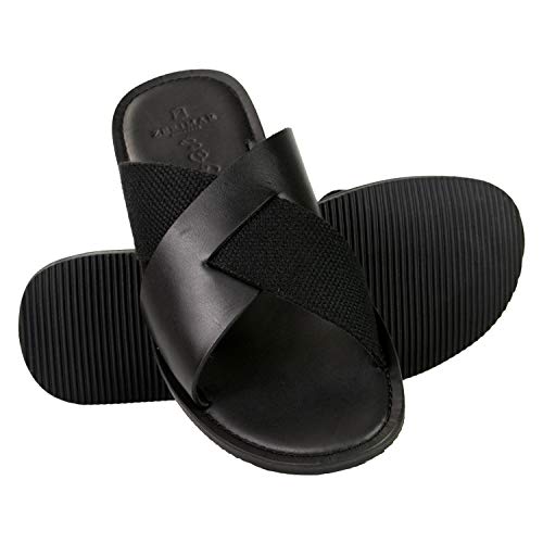 Zerimar Abendsandalen für Herren Sommer Naturleder | Lässige Flip-Flops für Herren | Flip-Flops aus Naturleder | Freizeitsandalen für Herren | Farbe Schwarz Größe 46 von Zerimar