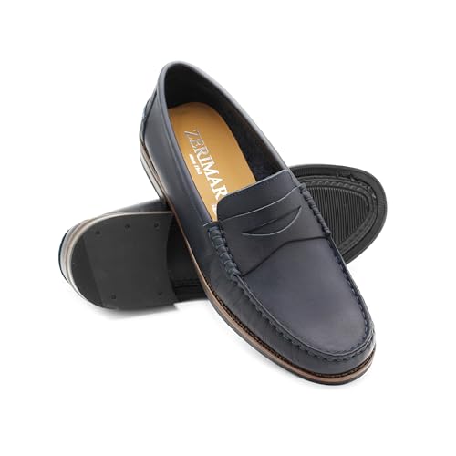 Zerimar Castellanos Herrenschuhe | Maskierter Mokassin für Herren | Herrenschuhe | Marineblaue Farbe| Größe 41 von Zerimar