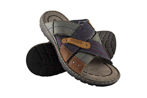 Zerimar Casual Tong Sommer aus Leder für Herren | Herren Pantoletten | Sandalen aus Leder für Männer | Casual Sommersandalen, grau, 42 EU von Zerimar