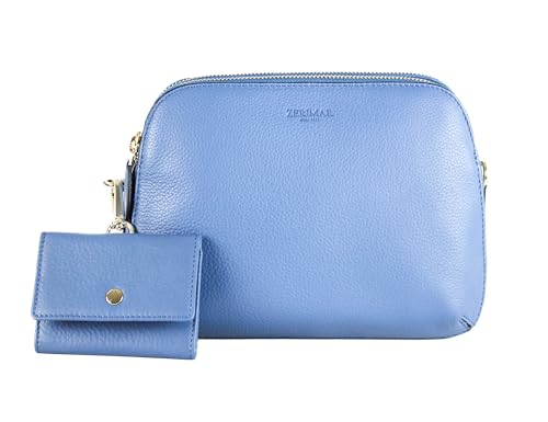 Zerimar Damen Handtaschen aus Naturleder - Lässige Handtaschen - Damen Handtaschen - Umhängetaschen - Handtaschen Tote - Größe: 24x17x9cm - Farbe Blau von Zerimar