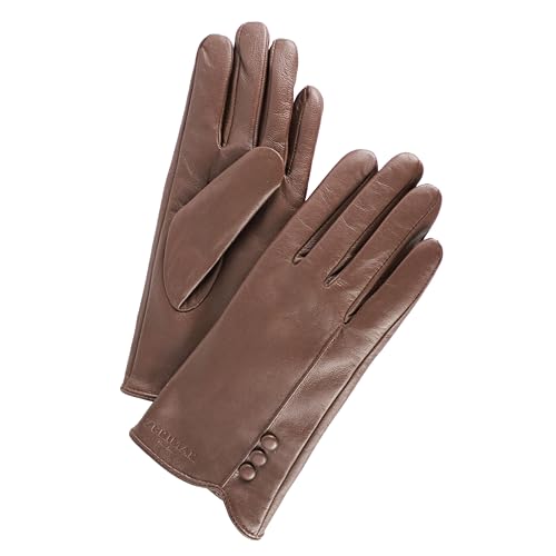Zerimar Damen-Lederhandschuhe | Warme Lederhandschuhe | Lederhandschuhe für Damen | Echte Lederhandschuhe | Lederhandschuhe | Farbe Braun | Größe 7 von Zerimar