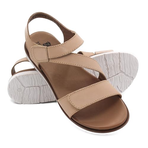 Zerimar - Damen Ledersandale - Damen Ledersandalen - rutschfeste Gummisohle - Klettverschluss - Absatz 2 cm von Zerimar