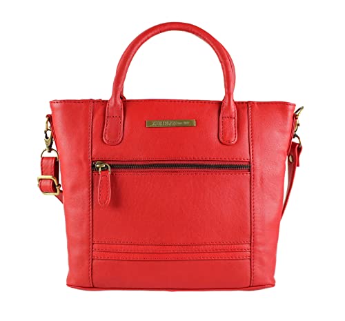 Zerimar Damen Natürliche Ledertasche | Casual Handtasche | Elegante Schultertaschen | Klassische Handtaschen | Casual Leder Tasche, Feuerrot, 21x27x9 cm von Zerimar