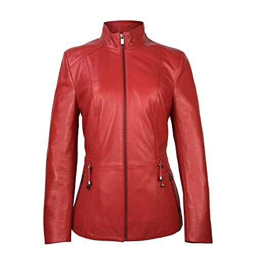 Zerimar Damen Winter Lederjacke | Lässige Lederjacke | Damenjacke | Lederjacke für Damen | Lederjacke | Farbe Rot Größe XL von Zerimar