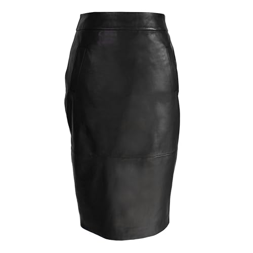 Zerimar Damenrock aus Leder | Damenrock | Langer Rock für Damen | Eleganter Lederrock | Damenrock | Farbe Schwarz | Größe 42 von Zerimar