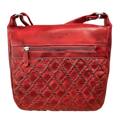 Zerimar Damentasche aus Leder - Exklusive Gravur - Hochwertiges Leder mit edler und raffinierter Haptik - 26 x 8 x 25 cm, rot von Zerimar