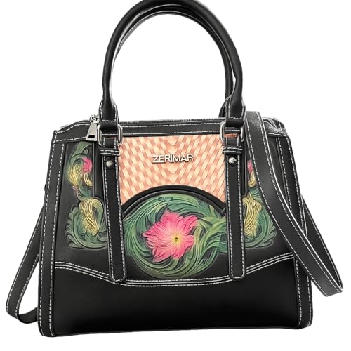 Zerimar Damentasche aus Leder mit exklusiver Gravur – hochwertiges Leder mit einem raffinierten und raffinierten Touch – 23 x 25 x 10 cm, Braun von Zerimar