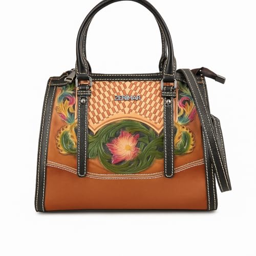 Zerimar Damentasche aus Leder mit exklusiver Gravur – hochwertiges Leder mit einem raffinierten und raffinierten Touch – 23 x 25 x 10 cm, anthrazit von Zerimar