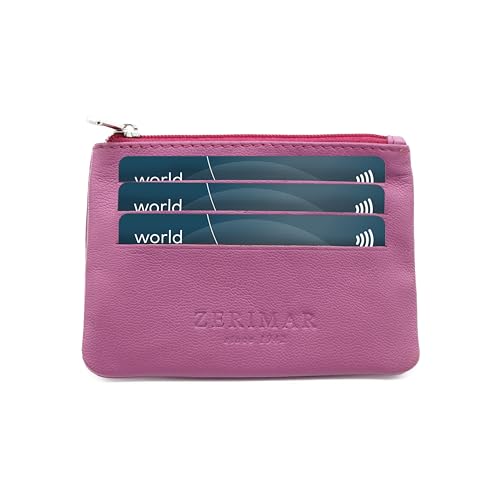 Zerimar Echtes Leder-Geldbörse|Kompaktes und Elegantes Portemonnaie|Robuste Leder Geldbörse für Herren und Damen|Praktische Fächeraufteilung 8x10,5 cm Rose von Zerimar