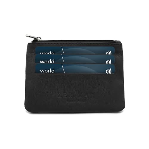 Zerimar Echtes Leder-Geldbörse|Kompaktes und Elegantes Portemonnaie|Robuste Leder Geldbörse für Herren und Damen|Praktische Fächeraufteilung 8x10,5 cm Schwarze von Zerimar
