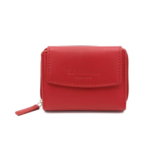 Zerimar Elegante Damen-Geldbörse aus Naturleder | Kartenetui aus Leder | Münzbörse | Klassiker für Damen | Rot | 10 x 8 cm von Zerimar