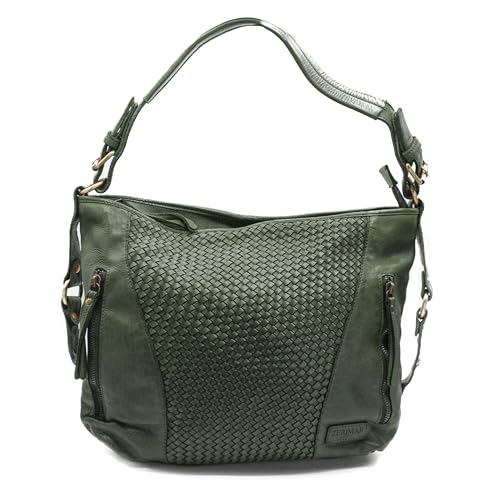 Zerimar Geflochtene Umhängetasche für Damen | Ledertaschen aus Spanien | Damen Ledertasche mit verstellbaren und abnehmbaren Schultergurten | 4 Taschen mit Reißverschluss von Zerimar