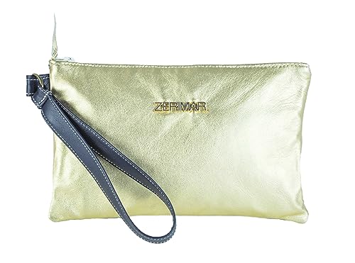 Zerimar Geldbörse aus Leder | Damen Geldbörse | Handgeldbörse | Damen Geldbörse mit Geldbörse | Damen Geldbörse Leder | Maße: 21x12cm, Blau / Marineblau / Gold von Zerimar