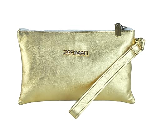 Zerimar Geldbörse aus Leder | Damen Geldbörse | Handgeldbörse | Damen Geldbörse mit Geldbörse | Damen Geldbörse Leder | Maße: 21x12cm, gold von Zerimar