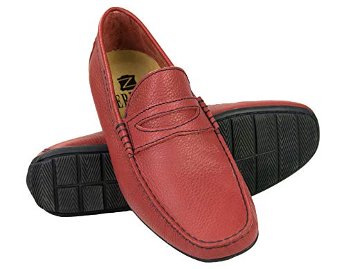 Zerimar Große Größe Schuhe Naturleder | Loafer für Herren | Freizeitschuhe für Herren | Sommerloafer für Herren | Ledermokassins | Farbe Rot Größe 50 von Zerimar