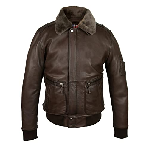Zerimar Herren Aviator Jacke - Herren Winterjacke - Herren Bomberjacke - Herren Lederjacke - Herren Bomberjacke - Herren Lederjacke - Herren Lederjacke - Braun-einfarbig - Größe XL von Zerimar