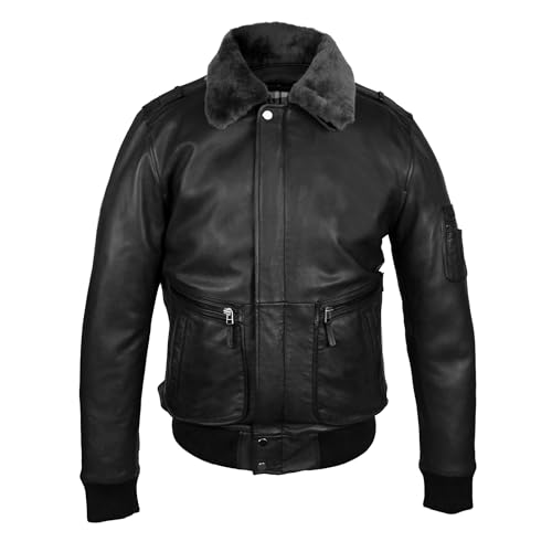 Zerimar Herren Aviator Jacke - Herren Winterjacke - Herren Bomberjacke - Herren Lederjacke - Herren Bomberjacke - Herren Lederjacke - Herren Lederjacke - Farbe Schwarz - Größe XXL von Zerimar