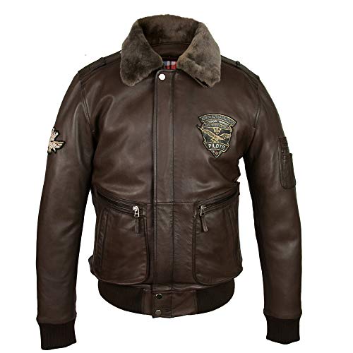 Zerimar Herren Aviator Jacke - Herren Winterjacke - Herren Lederjacke - Herren Bomberjacke - Herren Lederjacke - Herren Lederjacke - Herren Freizeitjacke - Farbe Braun - Größe XL von Zerimar