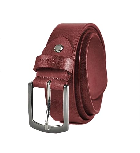 Zerimar Herren Gürtel | Anzug-Gürtel | Gürtel aus Naturleder | Ledergürtel 34mm | Klassische Gürtel für Herren | Farbe rot | Größe 110 von Zerimar