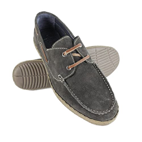 Zerimar Herren Leder Bootsschuhe | Herren Sommer Bootsschuhe | Herren Bootsschuhe | Herren Mokassins | Farbe Grau | Größe 45 von Zerimar