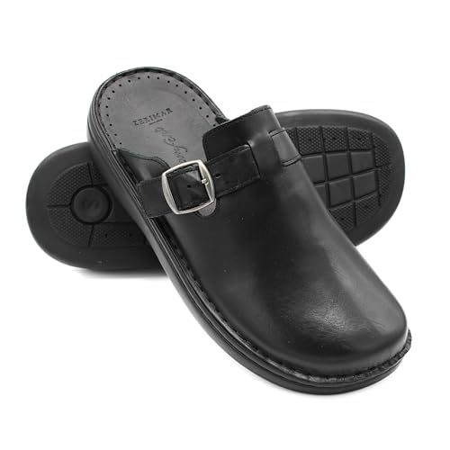 Zerimar Herren Leder Clogs - Herren Sommer Clogs - Herren Leder Sandalen - Bequeme und leichte Schuhe für Sommer und Freizeit - Farbe Schwarz - Größe 43 von Zerimar